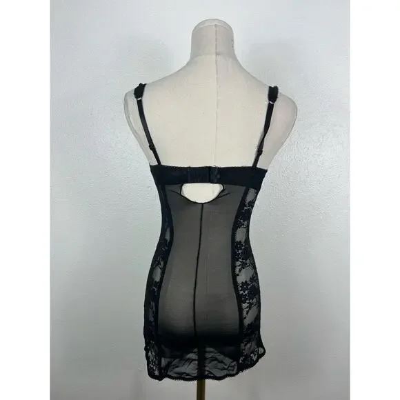 Rampage Vintage Y2K Bustier Slip Lingerie Lace Top Black Sz Small - Picture 4 of 6